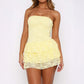 Simple Bustier Design Short Dress For Women