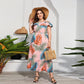 Off-shoulder Printed Maxi Dress For Women