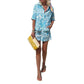 European American Fashion Floral Print Vacation Short Sleeve Shirt Shorts Two-piece Suit