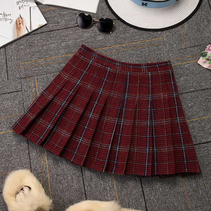 Pleated Skirt High Waist Plaid Skirt Autumn And Winter A-line Skirt