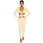 Solid Color Lace-up Hollow Long-sleeved Skinny Jumpsuit