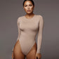 Body slim à manches longues et couleur unie, nouveau style pour l'automne et l'hiver