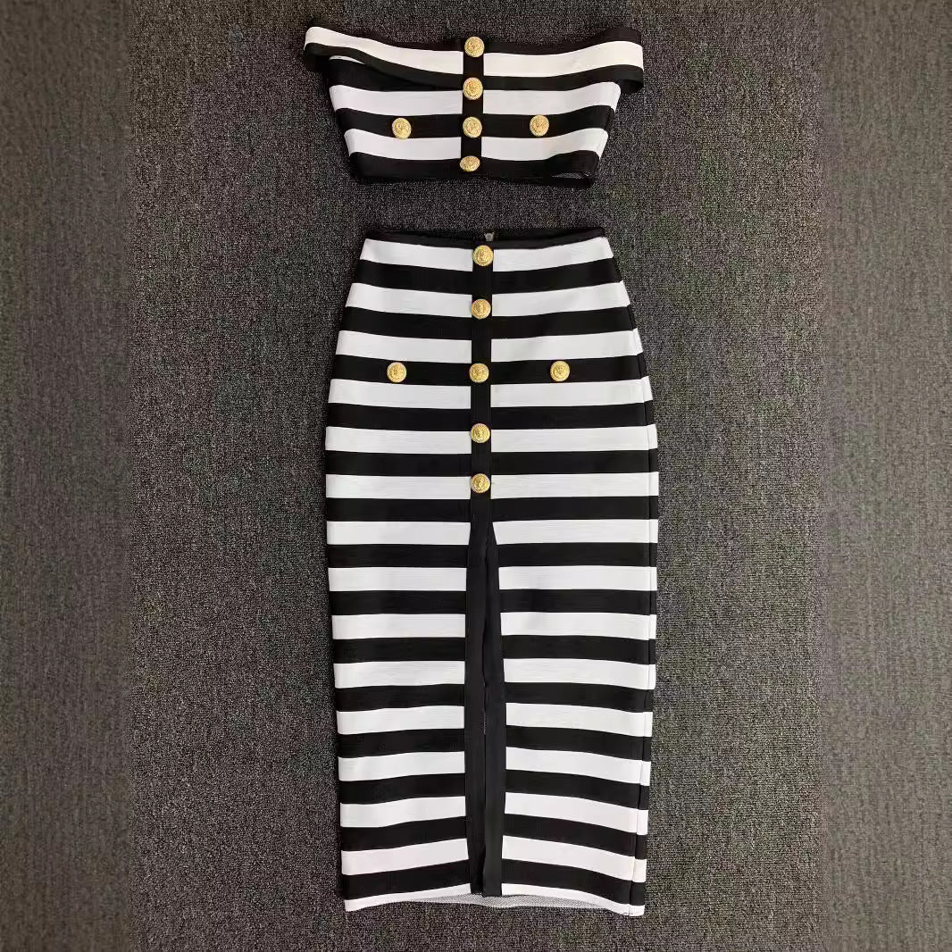 Women's Fashion Shoulder-baring Two-piece Set