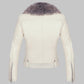 DETACHABLE FUR COLLAR WARM FAUX LEATHER JACKET