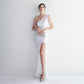 19533  Handmade Sequin Craft Beaded One-shoulder Fishtail Skirt