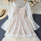 Horn-neckline Long-sleeve Waist-cinching Dress