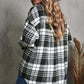 Lapel Single Breasted Shirt Women's Commuting Wear Loose Plaid