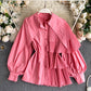 Fried Street Design Puff Sleeve Pleated Ruffle Blouse Women