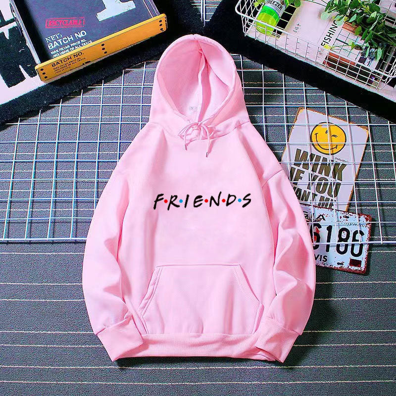 Sweat-shirt à capuche à manches longues et imprimé Letter Friend pour femme