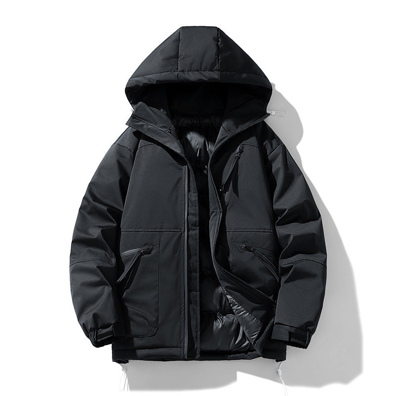 Thick Contrast Color Bread Coat For Women