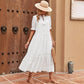 Cross-tie Spliced Long A-line Dress Elegant And Office-appropriate