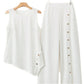 Simple Casual Daily Wear Sleeveless Top And Long Pants Set