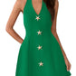 Elegant Halter V-Neck Sleeveless A-Line Mini Womens Short Party Gown