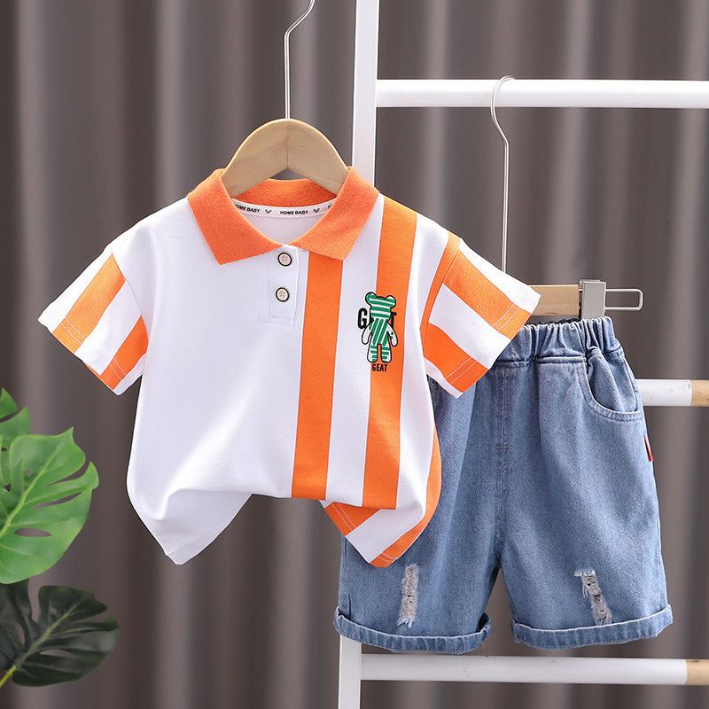 Cotton Short-sleeved T-shirt Western Style Top Two-piece Set