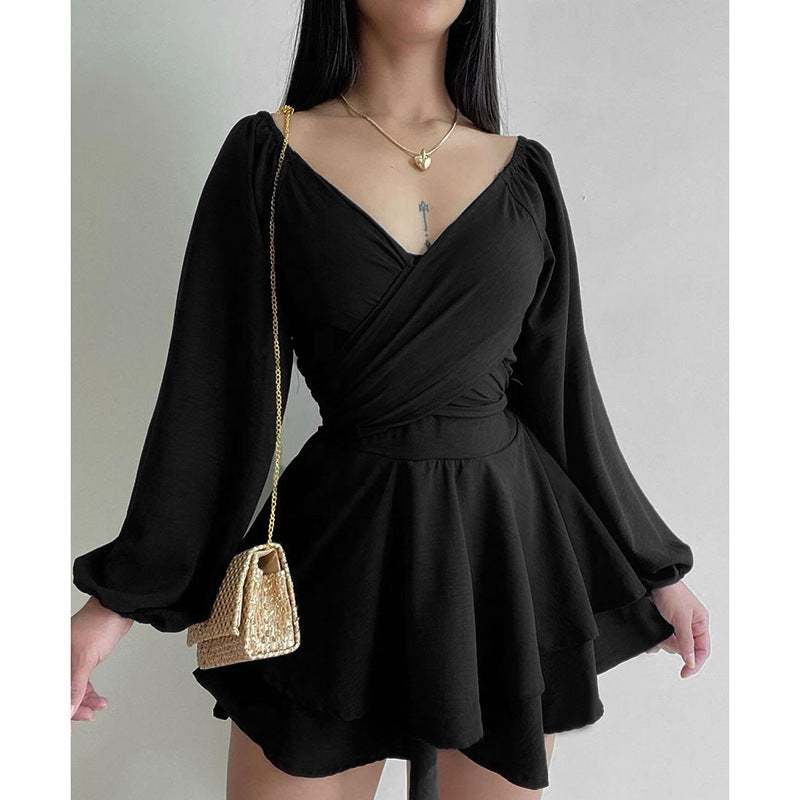 Robe amincissante à manches longues, style décontracté, style swing quotidien