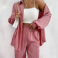 European And American Women's Clothing Solid Color Loose Drooping Smooth Pleated Casual Two-piece Suit