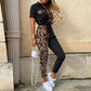 Lapel printed jumpsuit