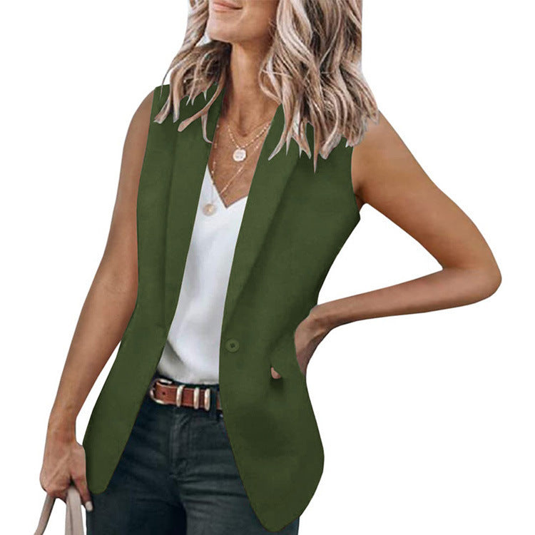 Temperament Sleeveless Suit Jacket Solid Color