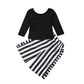 T-shirt court noir tendance pour filles + pantalon large à rayures champignon