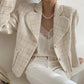 Pearl ButtonLoose Pocket Quilted Tweed Short Coat
