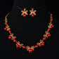 Korean bride pearl Clover Necklace Earrings Set Wedding jewelry accessories factory