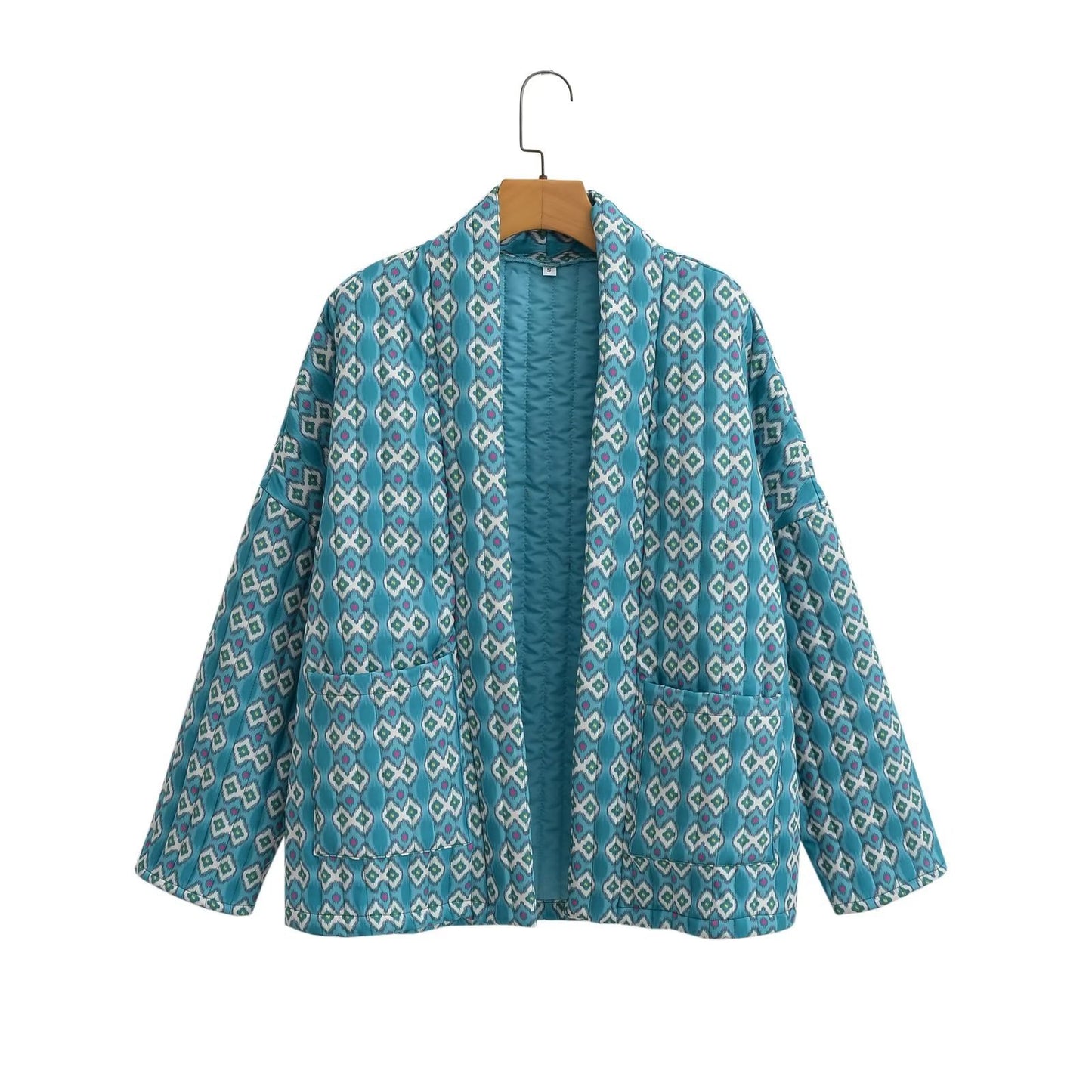 Multicolor Ethnic Print Cotton-padded Coat