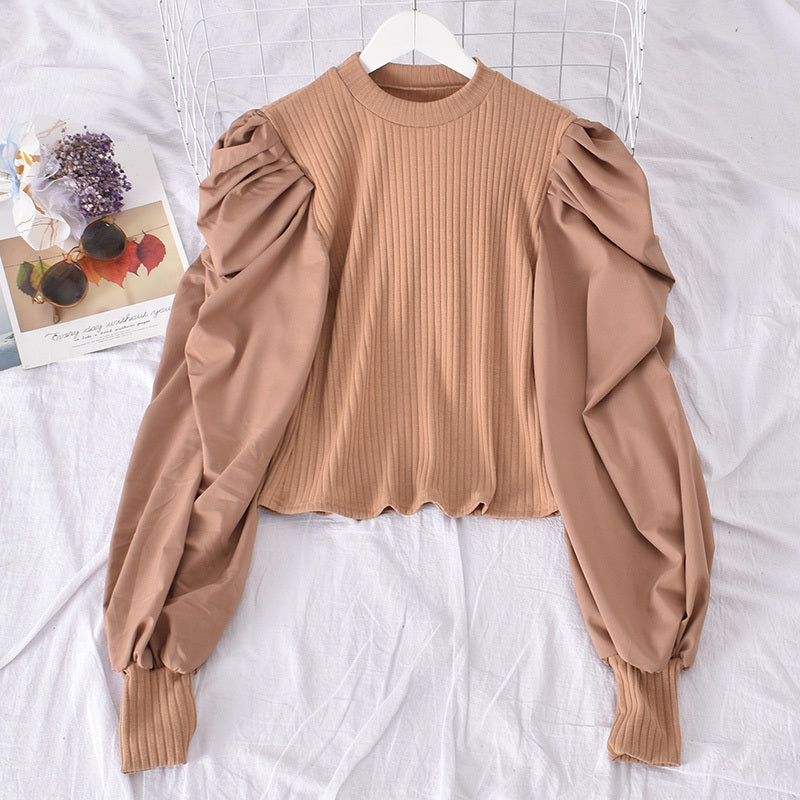 Bubble Shirt Sleeve Stitching Fake Two Shirts