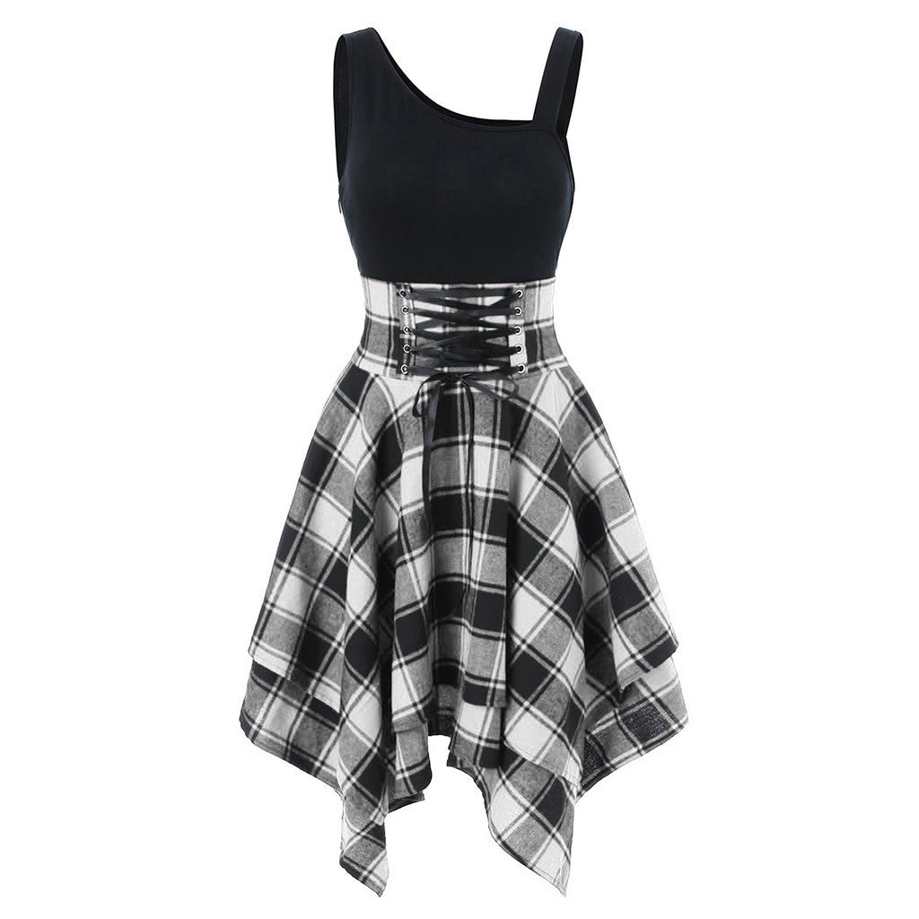 Irregular plaid dress
