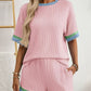 Women's Casual Versatile New Color Contrast Patchwork T-shirt Knitted Shorts