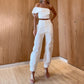 Pantalon skinny court à épaules dénudées et poches pour femme