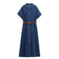 European And American With Belt Denim Short Sleeve Dress