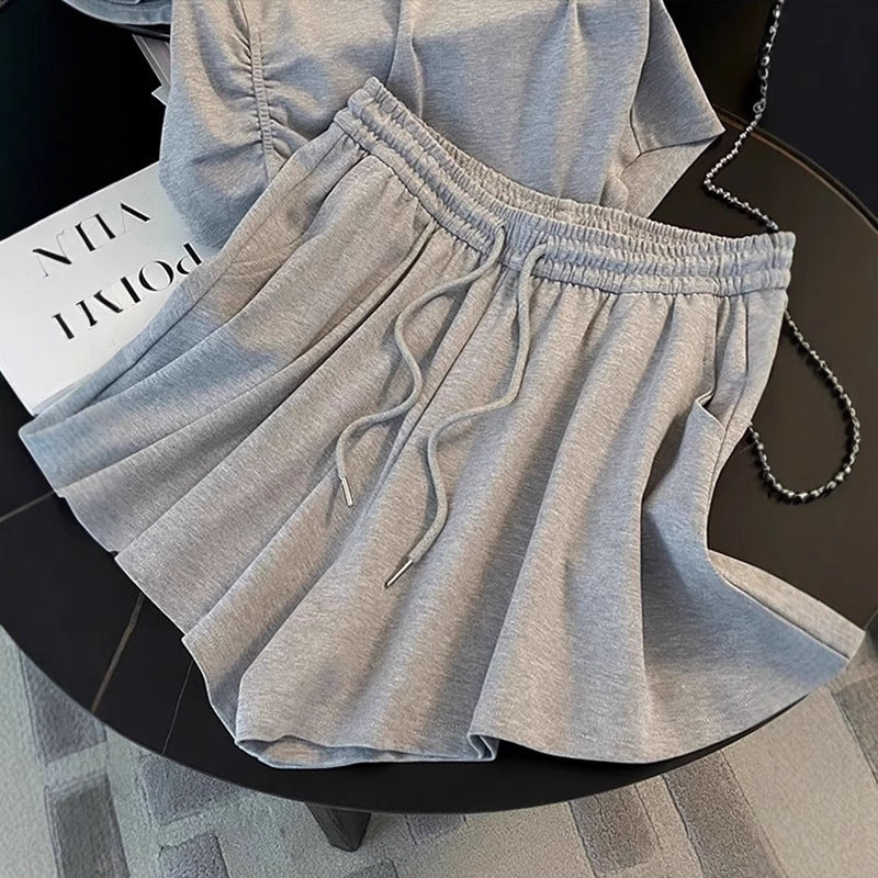 Playful And Lively Wide-leg Shorts Two-piece Set