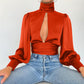 Solid color ladies long sleeve top