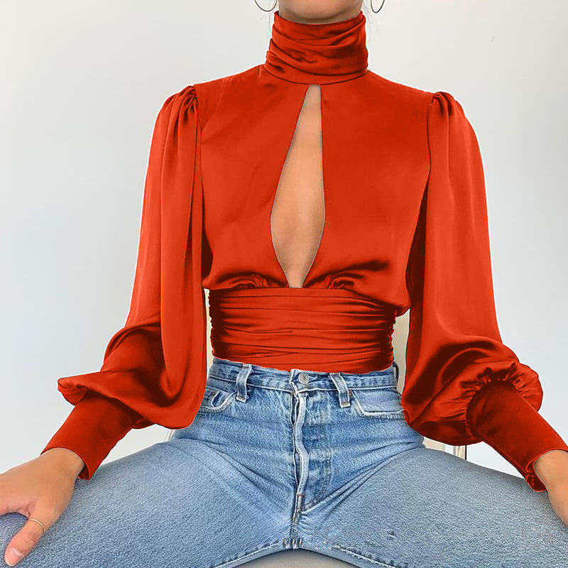 Solid color ladies long sleeve top