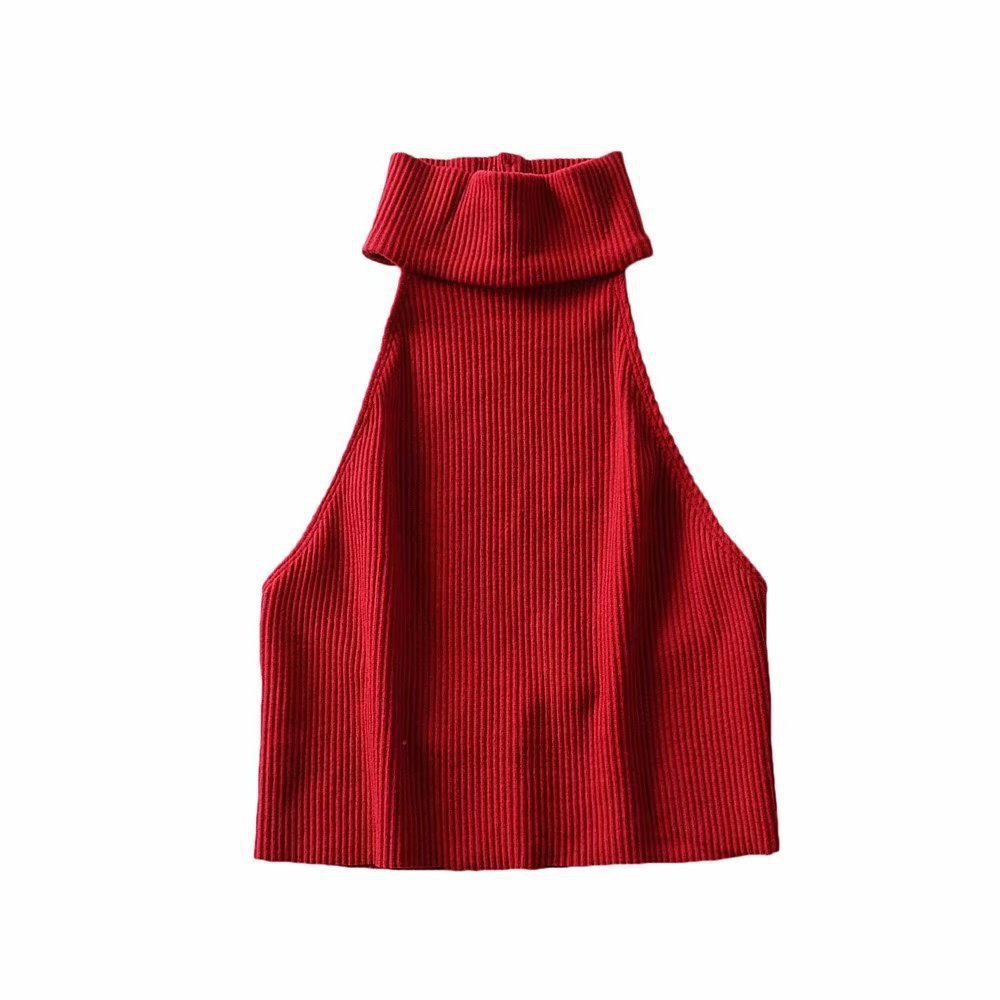 Cropped Knit Backless Tank