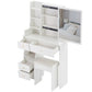 29.2 Small Space Left Drawer Desktop Vanity Table  Cushioned Stool, Extra Large Right Sliding Mirror, Multi Layer High Capacity Storage, Practical Fashionable Dresser, Suitable For Small Space