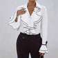 Solid Color Casual Ruffled Flared Sleeve Shirt Top