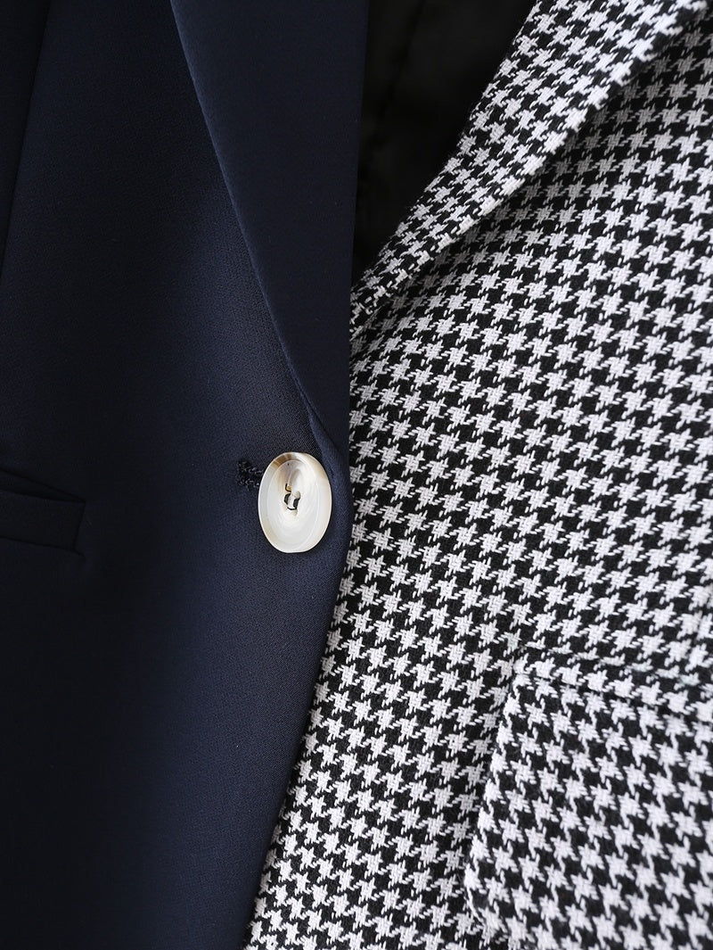 Houndstooth Color Block Suit Casual Jacket