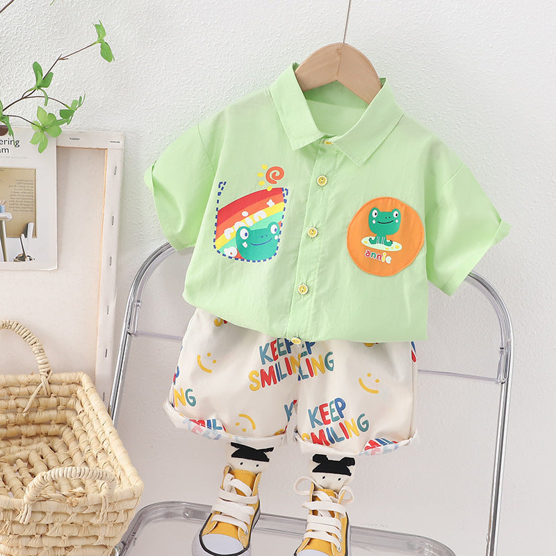 T-shirt à manches courtes motif grenouille arc-en-ciel pour homme et bébé