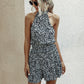 Floral halter strapless women's jumpsuit