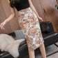 spring and summer split high-waist stretch slim fit hip skirt