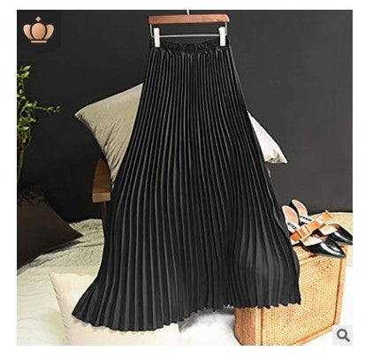 Solid Color High Waist Half-length Skirt Female Elastic Waist Chiffon Skirt
