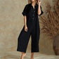 Women's Solid Color Short-sleeved Jumpsuit