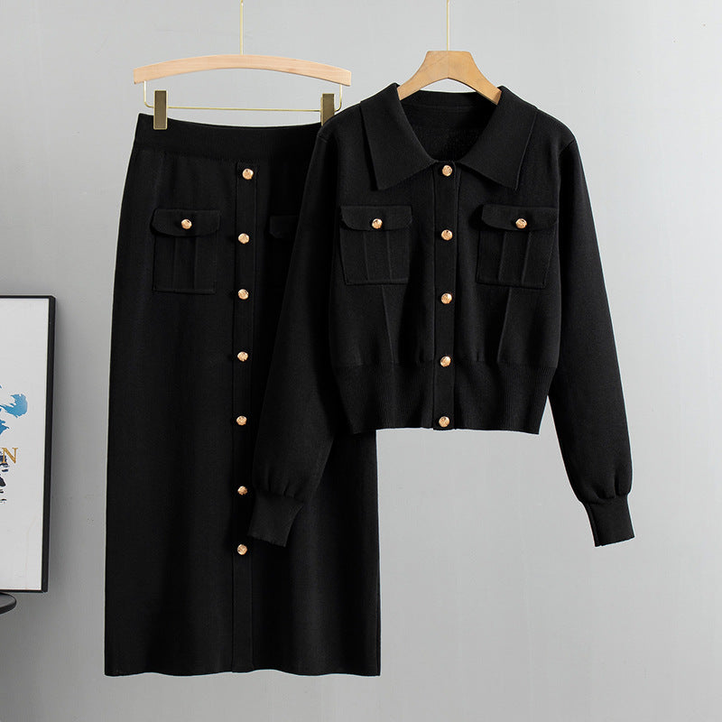 French Style High Sense Knitting Suit Women's Spring And Autumn New Sweet