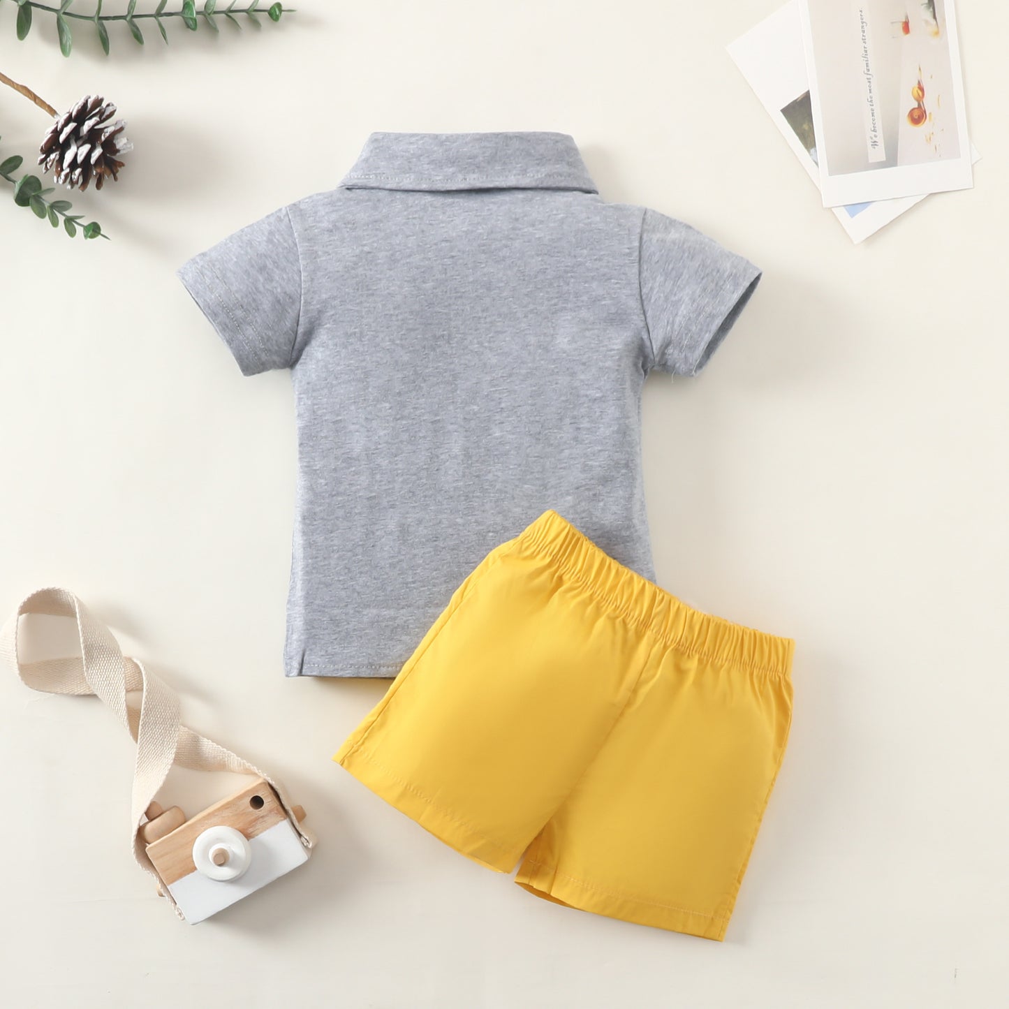 Boys Gentleman Lapel Bow Top Shorts Set