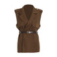 Western Style Stitching Short Suit Waistcoat High-waist Straight-leg Pants