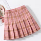Color Red Plaid Skirt All-match College Style Girls