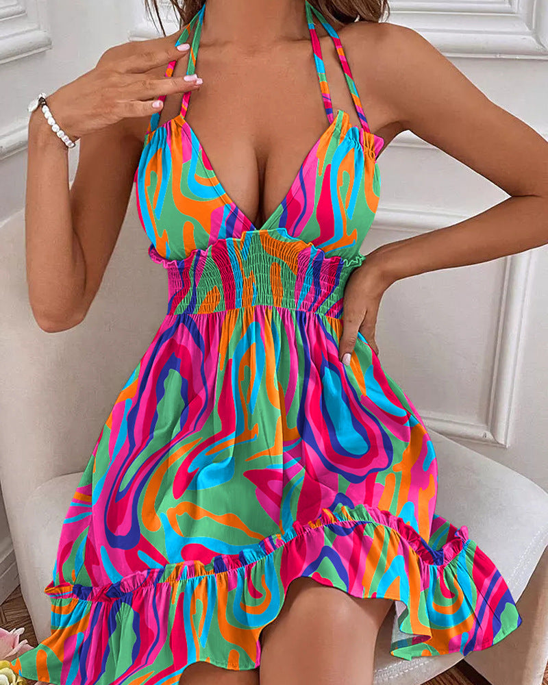 selling Floral-print Strap Casual Dress