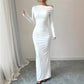 Sleek Long-sleeved Solid-color Dress That Hugs