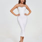 Robe bandage élastique sans bretelles pour femme, ornée de diamants et de cristaux